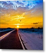 Pensacola Navarre Florida National Sea Shore-driving Into Sunset Metal Print