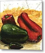 Peppers In A Flash Metal Print