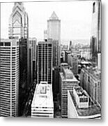 Philadelphia Skyline In Black And White Metal Print