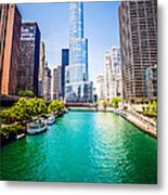 Photo Of Downtown Chicago With Trump Tower Metal Print