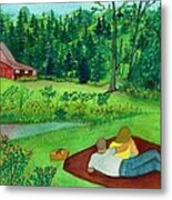 Picnic On The Farm Metal Print