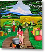 Picnic With The Farmers Metal Print
