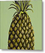 Pineapple On Green Metal Print