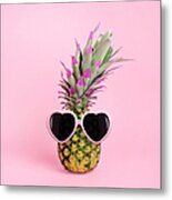 Pineapple Wearing Sunglasses Metal Print