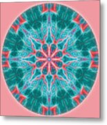 Pink Fractal Flower Mandala Metal Print