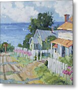 Pink Lady Lilies By The Sea By Joyce Hicks Metal Print