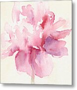 Pink Peony Watercolor Paintings Of Flowers Metal Print