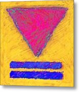 Pink Triangle On Yellow Metal Print