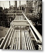 Pipework On An Oil And Gas Refinery Metal Print
