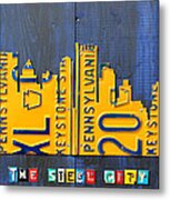 Pittsburgh Skyline License Plate Art Metal Print
