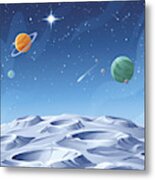 Planets And Asteroids Metal Print