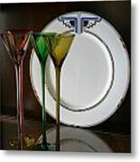 Plate And Glasses Metal Print