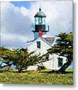 Point Pinos Lighthouse - Pacific Grove Ca Metal Print