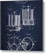 Poker Chip Set Patent From 1928 - Navy Blue Metal Print