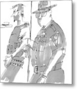 Policeman Is Squeezing Perps Arm And He Protests Metal Print