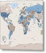 Political Map Of The World Metal Print