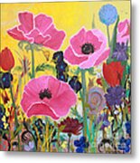 Poppies And Time Traveler Metal Print