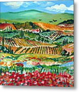 Poppies In Chianti Tuscany Metal Print