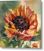 Poppy Painting With Stamp Metal Print