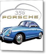 Porsche 356 Coupe Blue Metal Print