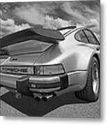 Porsche 911 Turbo Rear - Black And White Metal Print