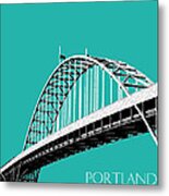 Portland Bridge - Teal Metal Print