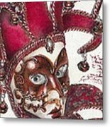 Portrait In Mask - Venetian Red - Venice - Elena Yakubovich Metal Print