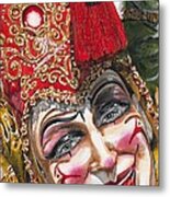 Portrait In Red Venetian Mask - Venice - Acryl - Elena Yakubovich Metal Print