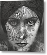 Portrait Of Gloria Swanson Behind Lace Metal Print