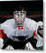 Portrait Of Ice Hockey Goaltender Metal Print