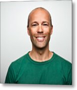 Portrait Of Mature Man Smiling On White Background Metal Print