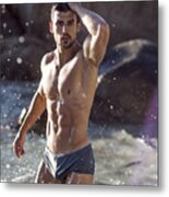 Posrtrait Of A Handsome Ripped Young Man Metal Print