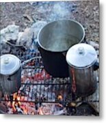 Pots On A Camp Fire Metal Print