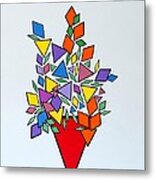 Potted Blooms Triangle Metal Print