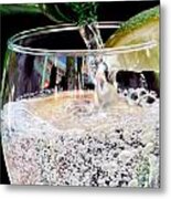 Pouring Bubbles Into Glass Metal Print