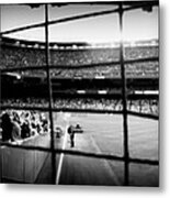 Pov Right Field Foul Pole Original Yankee Stadium In Black And White Metal Print
