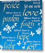 Prayer Of St Francis - Pope Francis Prayer - Blue Butterflies Metal Print