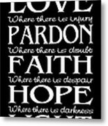 Prayer Of St Francis - Subway Style - Reversed Type Metal Print