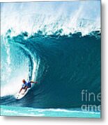 Pro Surfer Kelly Slater Surfing In The Pipeline Masters Contest Metal Print