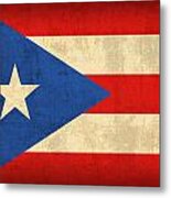 Puerto Rico Flag Vintage Distressed Finish Metal Print