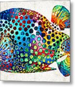 Puffer Fish Art - Puff Love - By Sharon Cummings Metal Print