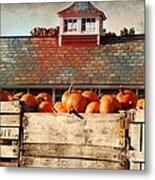 Pumpkin Crates Barn Metal Print