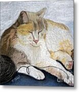 Pumpkin Patch - Calico Cat Metal Print