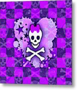 Purple Princess Skull Heart Metal Print