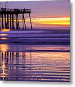 Purple Sunset At The Pismo Beach Pier Metal Print