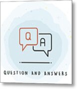 Q And A Icon With Watercolor Patch Metal Print