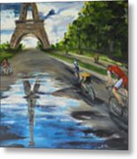 Racing To The Eiffel Metal Print