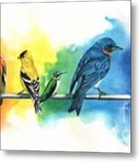 Rainbow Birds Metal Print