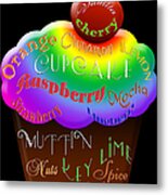 Rainbow Cupcake Typography Metal Print