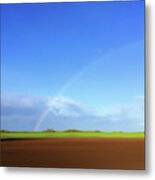 Rainbow In Field Metal Print